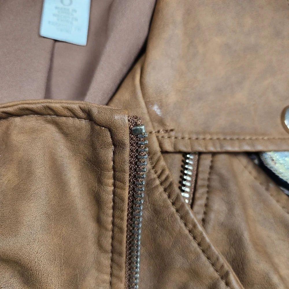Chico's Faux Brown Leather Jacket - Picture 3 of 7